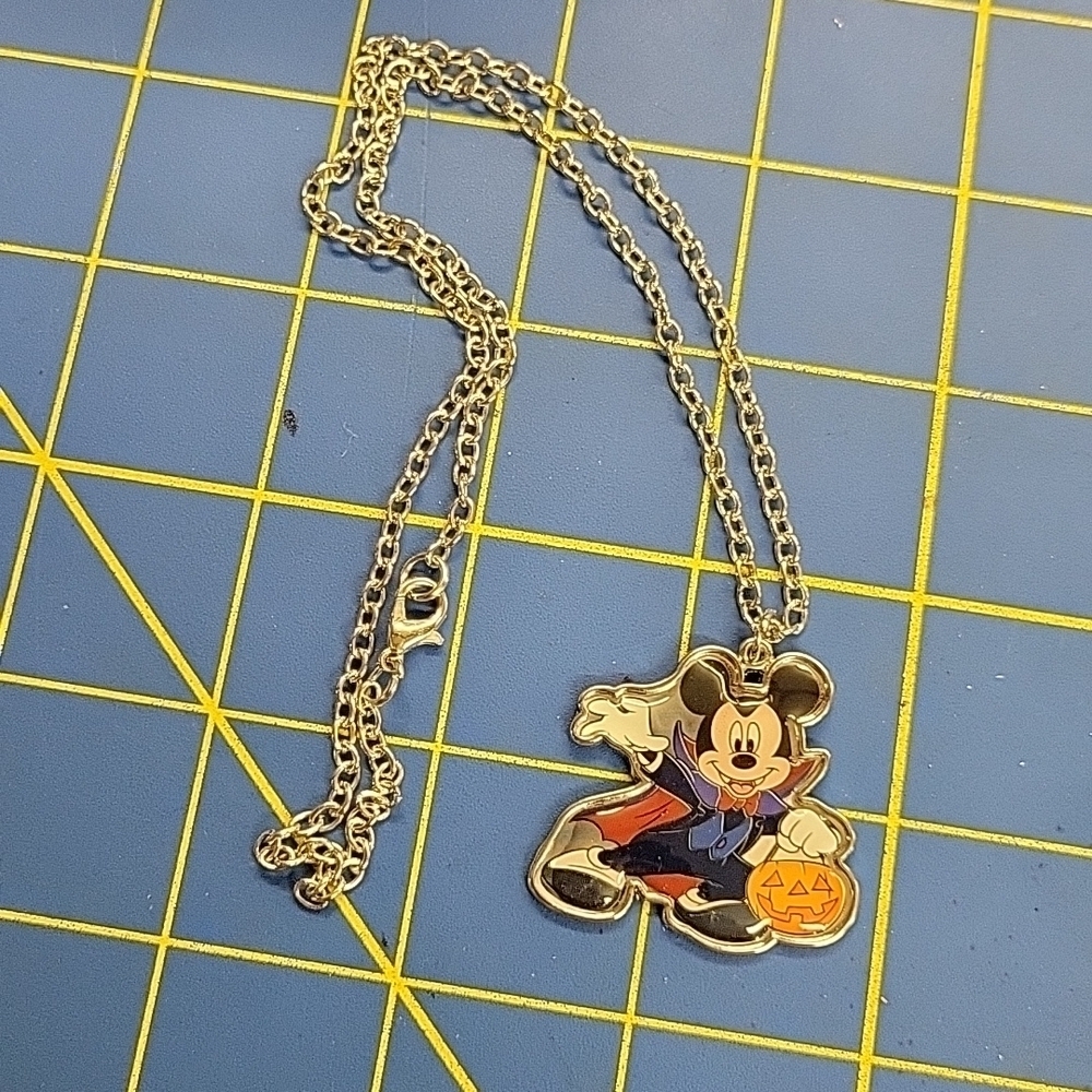 Mickey Mouse Vampire Silver Tone 18" Chain Necklace